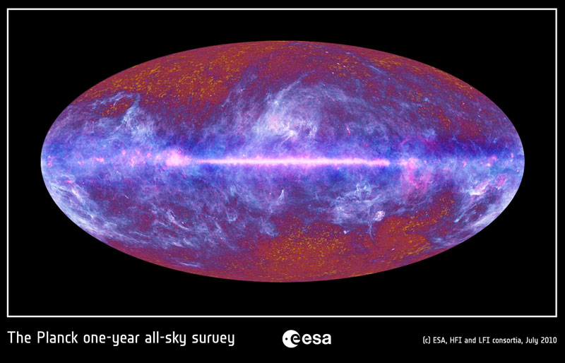Foto del cielo realizada por satélite Planck © ESA, HFI & LFI consortia