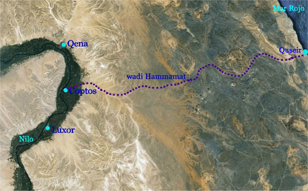 Ruta de comunicación entre Coptos (en el Nilo) y el puerto de Quseir (en el Mar Rojo).