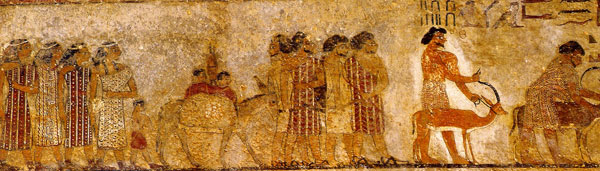 Grup d'asiàtics representats, entrant a Egipte, en la tomba de Khnumhetep.