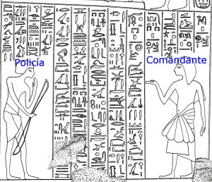 Mitad inferior de la estela de Kurkur, de época de Tutankhamon. En ella queda recuerdo de una conversación entre un policía de fronteras y su comandante.